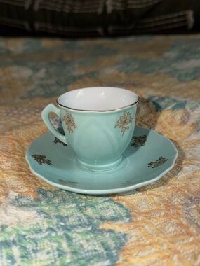 Mini vintage porcelain Chinese Demitasse tea cup and saucer set